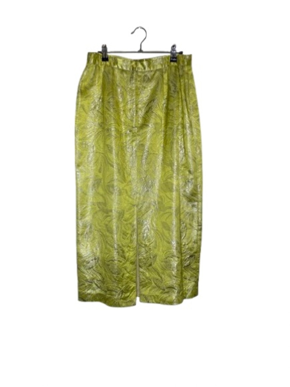 Terramina Metallic Lime Green Maxi Skirt | Size 12 | Shimmer Pattern